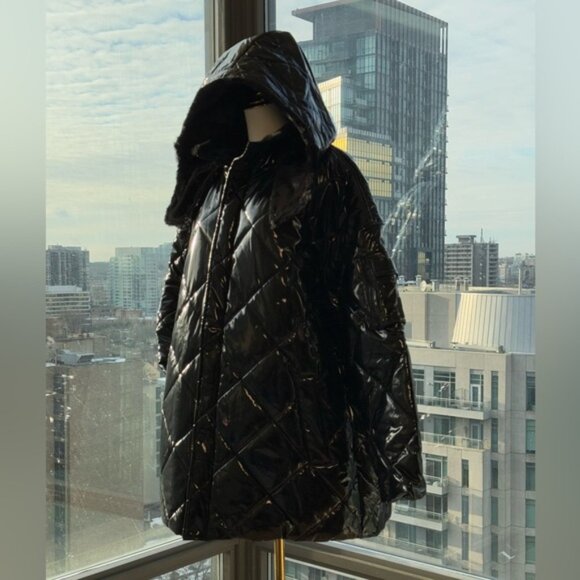 🆕 ALO YOGA 🧿 NWOT Snomoto Puffer Jacket, Black Patent Finish - Sz L / US 12-14 - Picture 9 of 16
